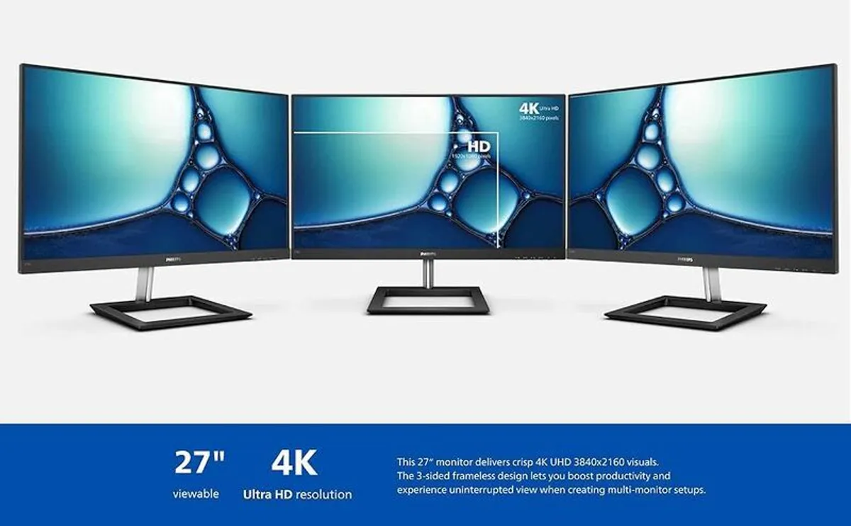 2 Monitors | PHILIPS 4K Ultra HD | Free Desk and Mat - Image 1