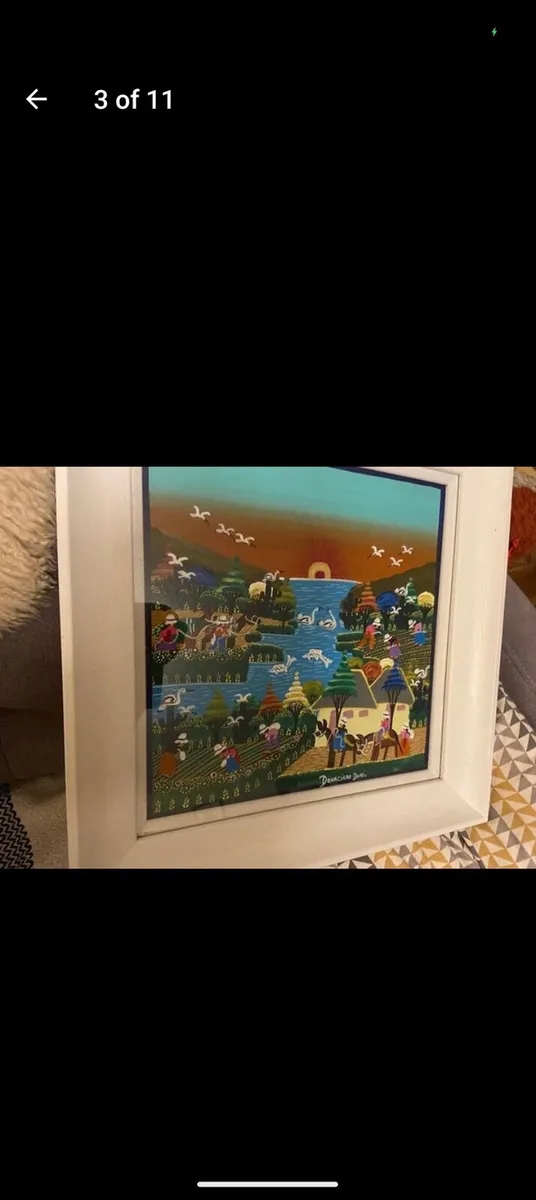 Original painting naive style, profess framed - Image 3