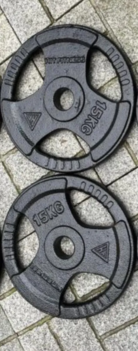 2x15kg tri grip Olympic weight plates
