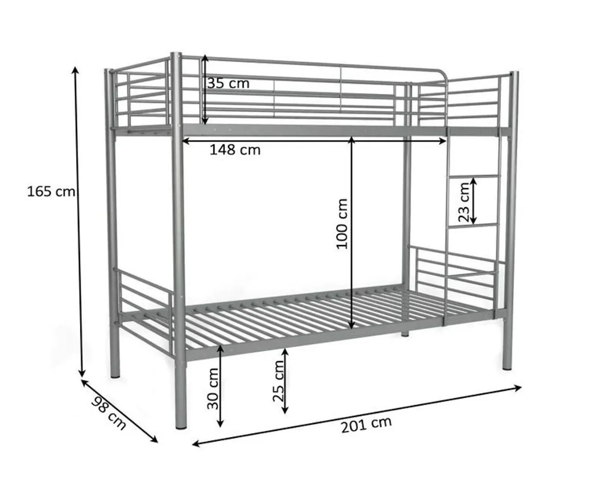 White Metal Single Bunk Bed Frame - Image 2