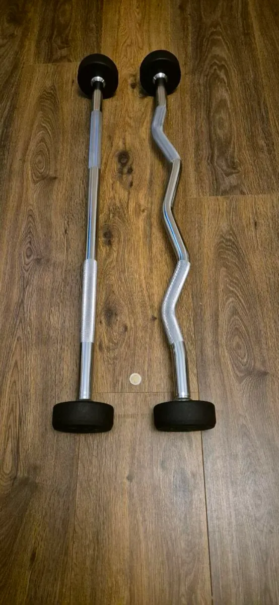 2x brand new 10 kilo fixed barbells - Image 1