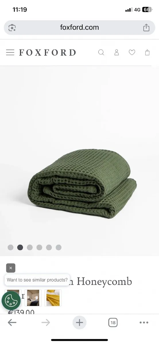 Foxford Waffle Cotton Throw & 2 Cushions - Image 1