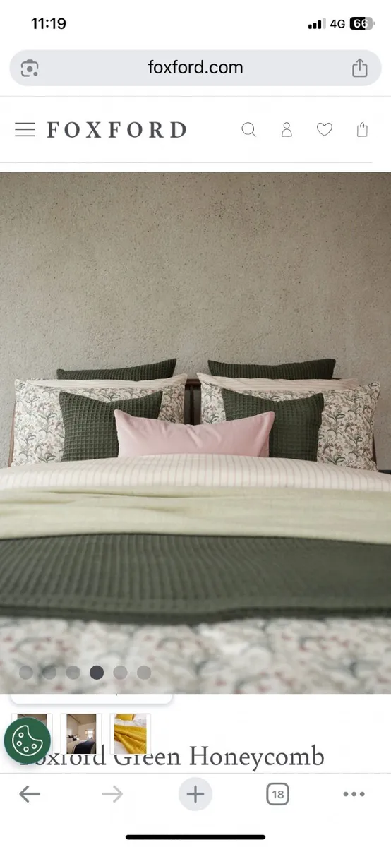 Foxford Waffle Cotton Throw & 2 Cushions - Image 2