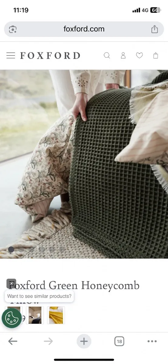 Foxford Waffle Cotton Throw & 2 Cushions - Image 3