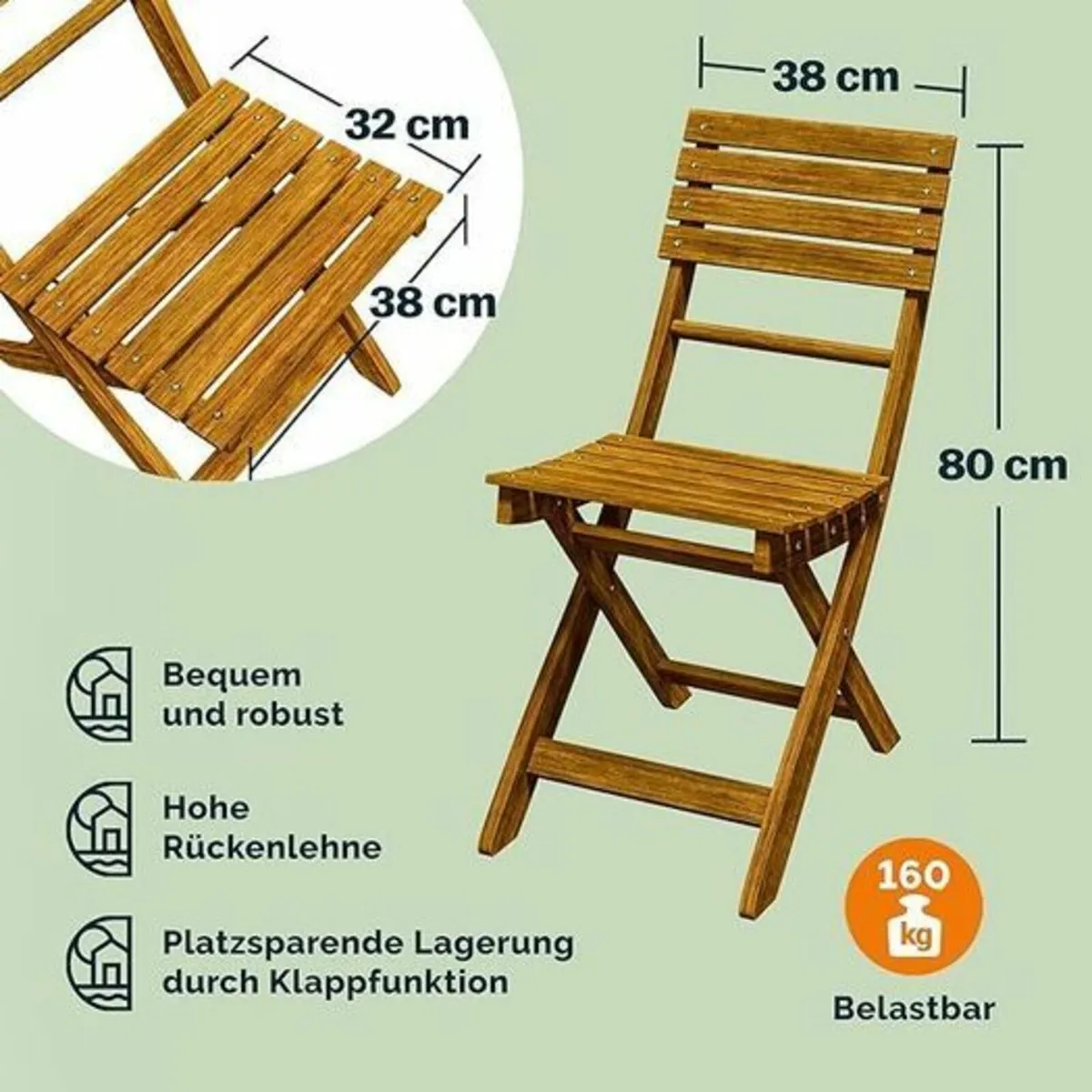Balcony Set for 2 People, Weatherproof, Foldable, - Image 3