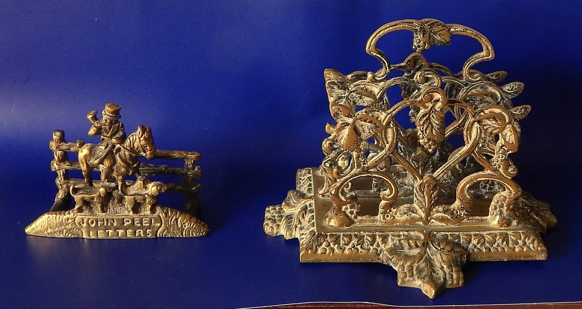 2 Solid Brass Letter/Napkin Holders - Image 1