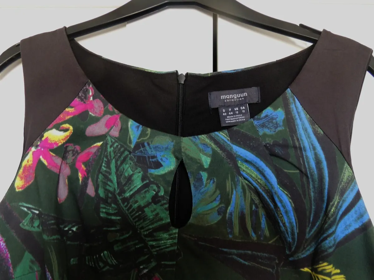 Lined dress rainforest pattern, size 14, EUR 42 - Image 1