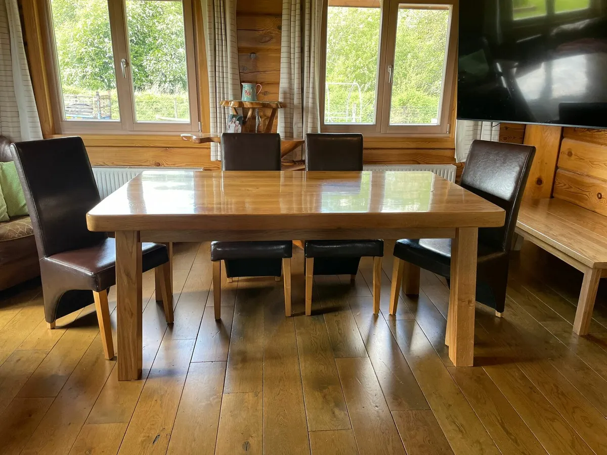 Solid Oak Table and Chairs - Image 3
