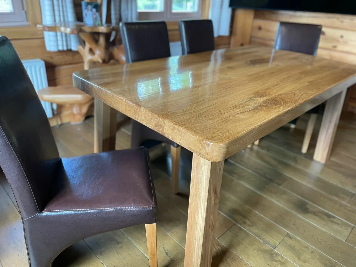 Solid Oak Table and Chairs - Image 2