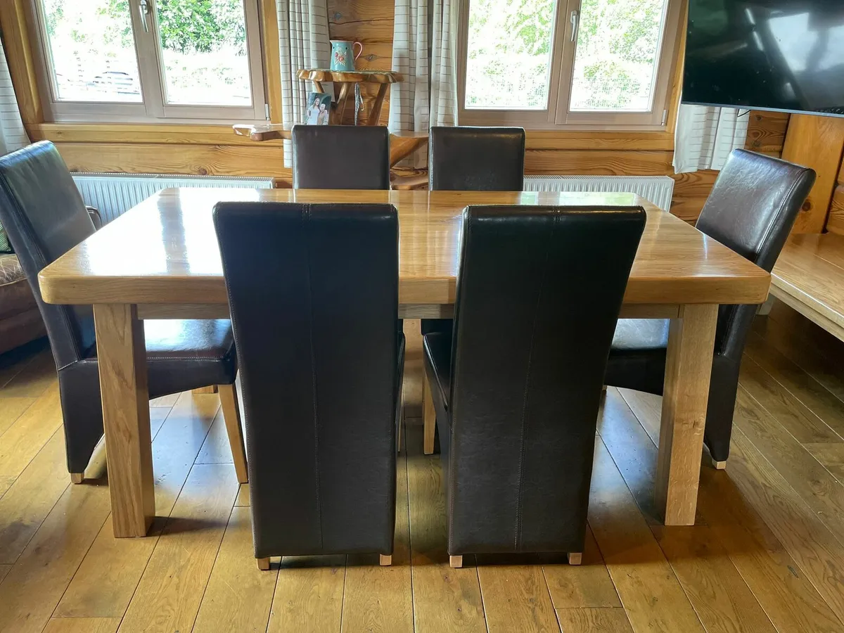 Solid Oak Table and Chairs - Image 1