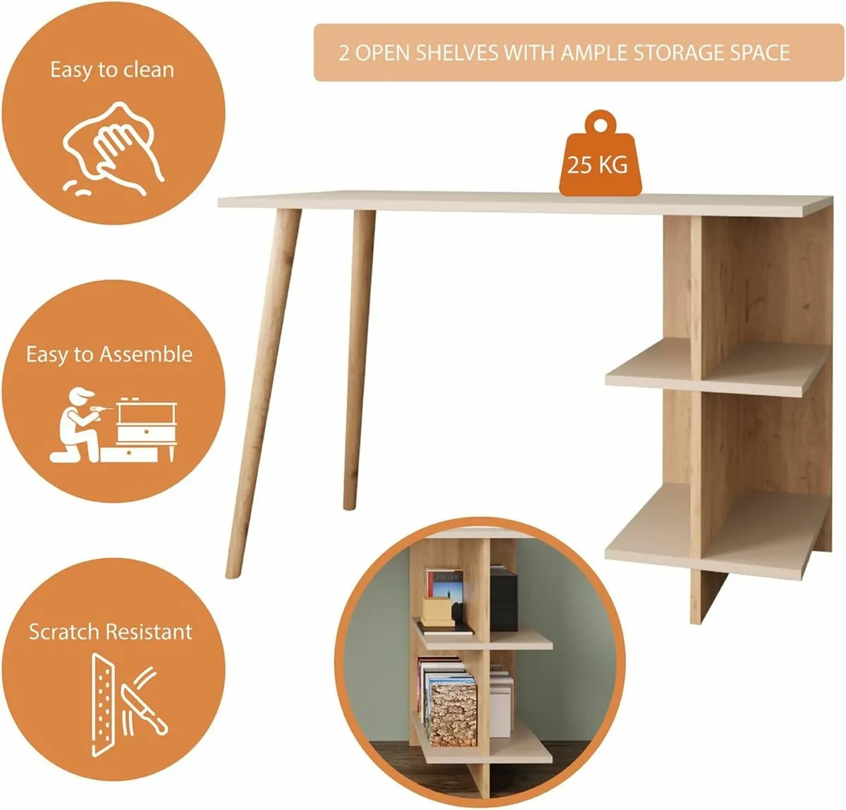 Wide Sleek Home Office Desk Computer Table56x117cm - Image 4