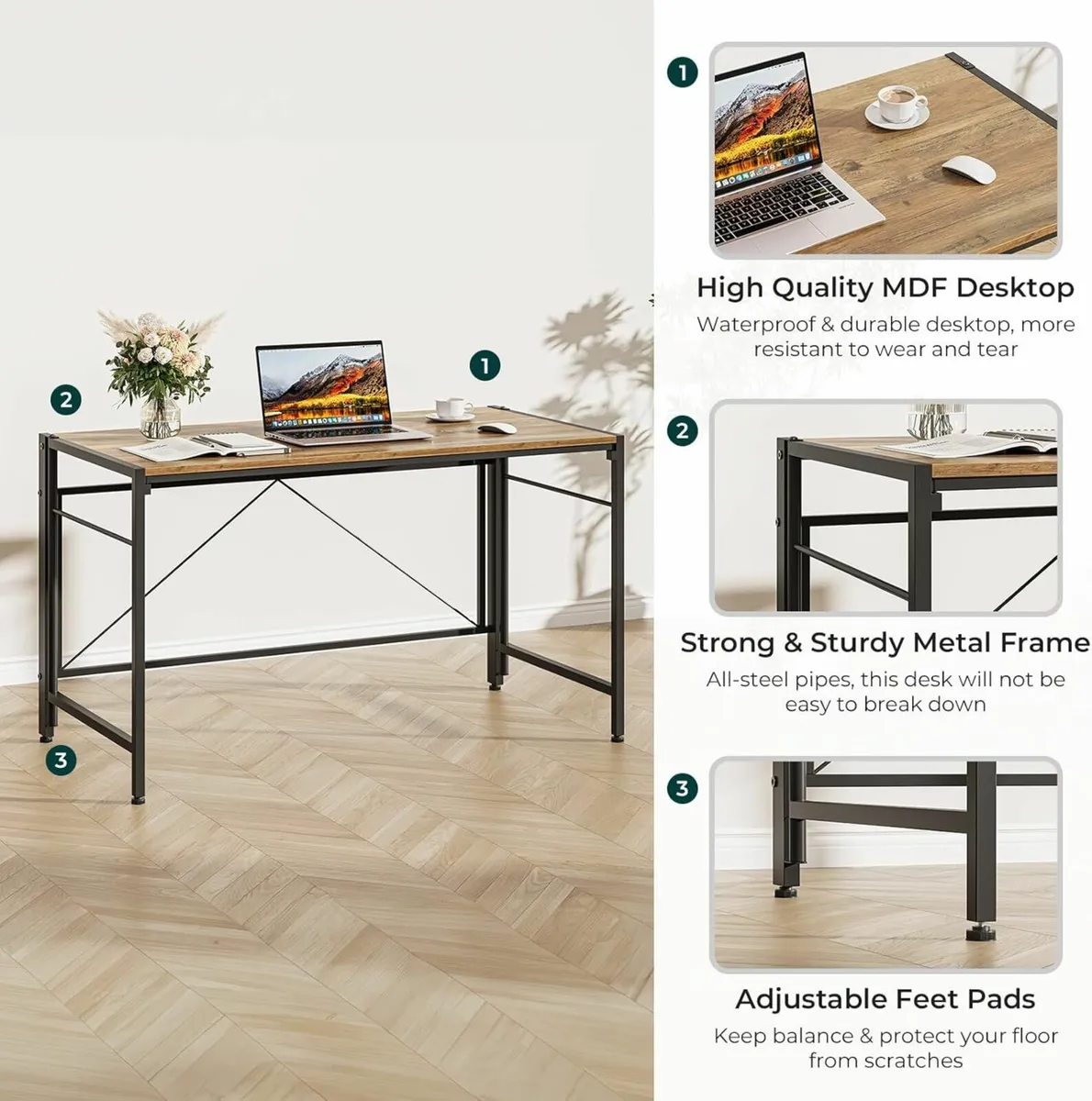 Folding Desk 110x50cm Writing Computer Desk Office - Image 3