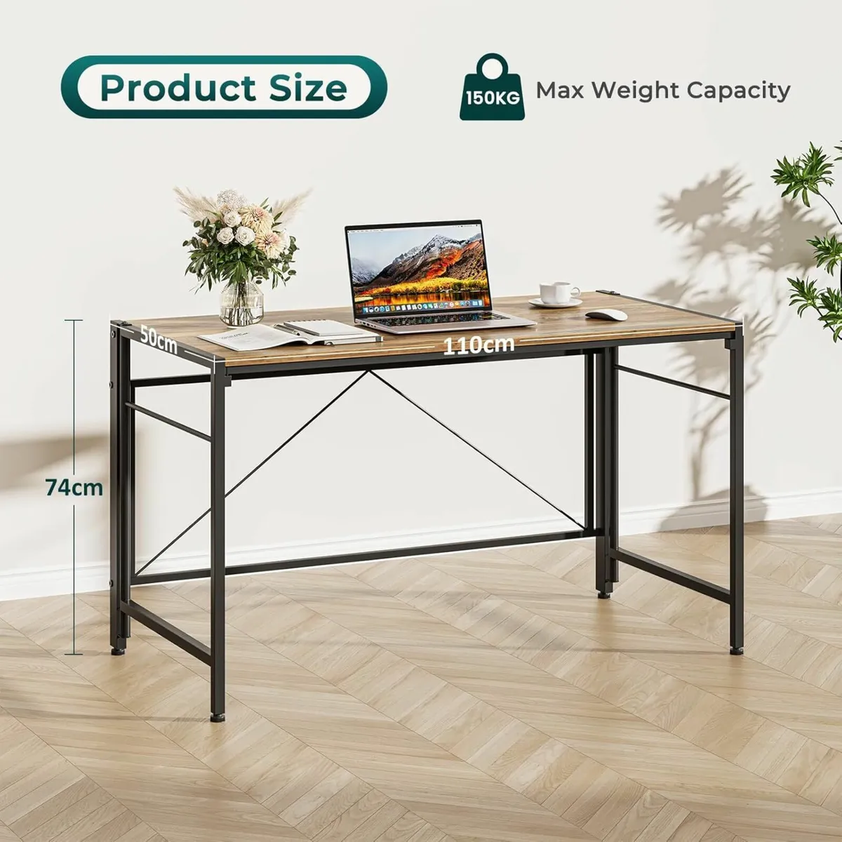 Folding Desk 110x50cm Writing Computer Desk Office - Image 1