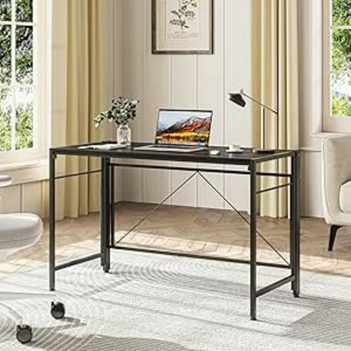 Folding Desk 110x50cm Computer Desk Office black - Image 3