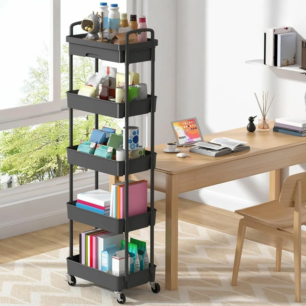 5 Tier plastic storage cart wheels storage - Image 1