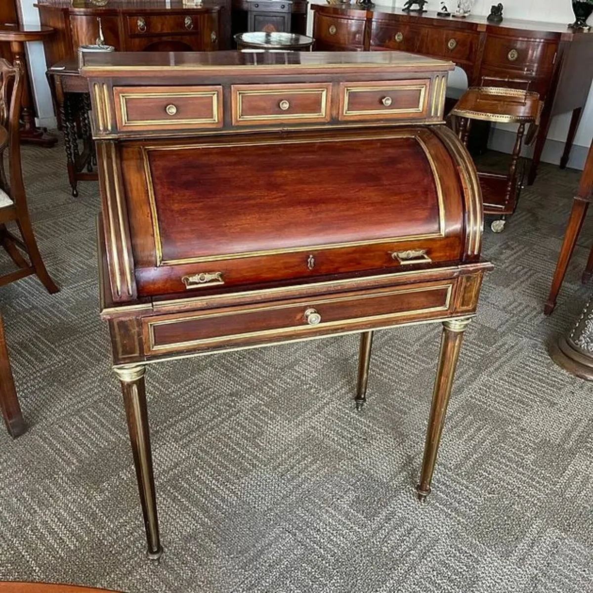 Antique Léon Molinghen roll top writing desk - Image 1