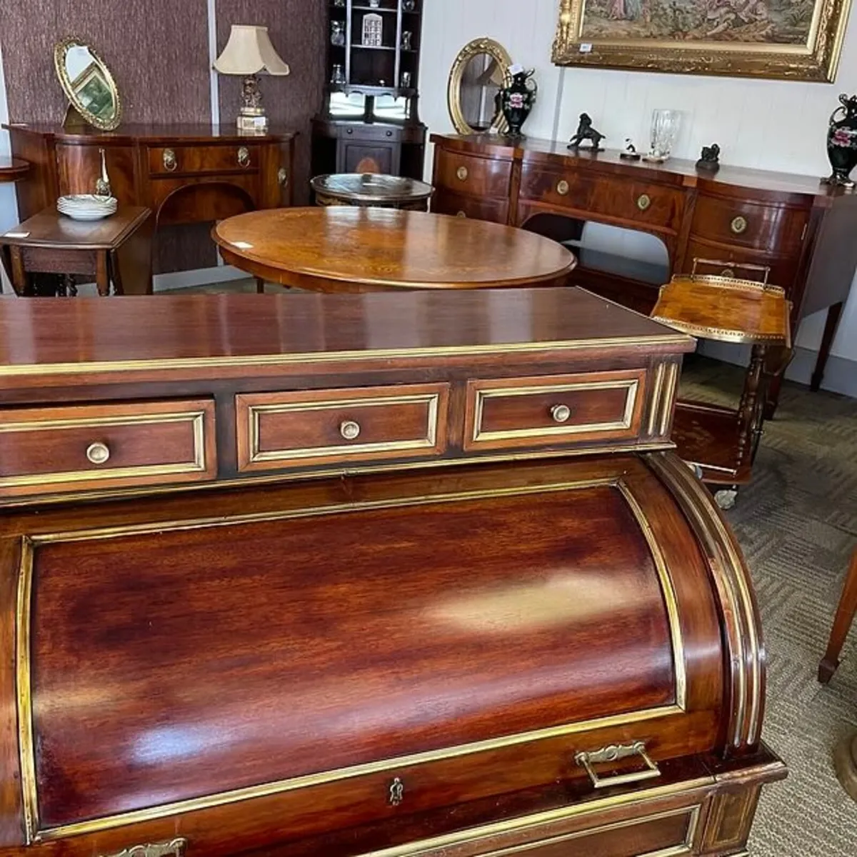Antique Léon Molinghen roll top writing desk - Image 2
