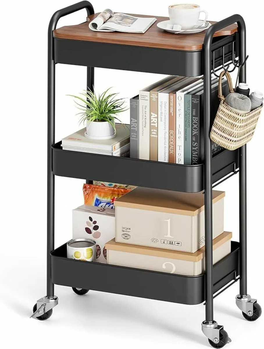 3Tier Metal Storage Trolley Wheels Bathroom office - Image 1