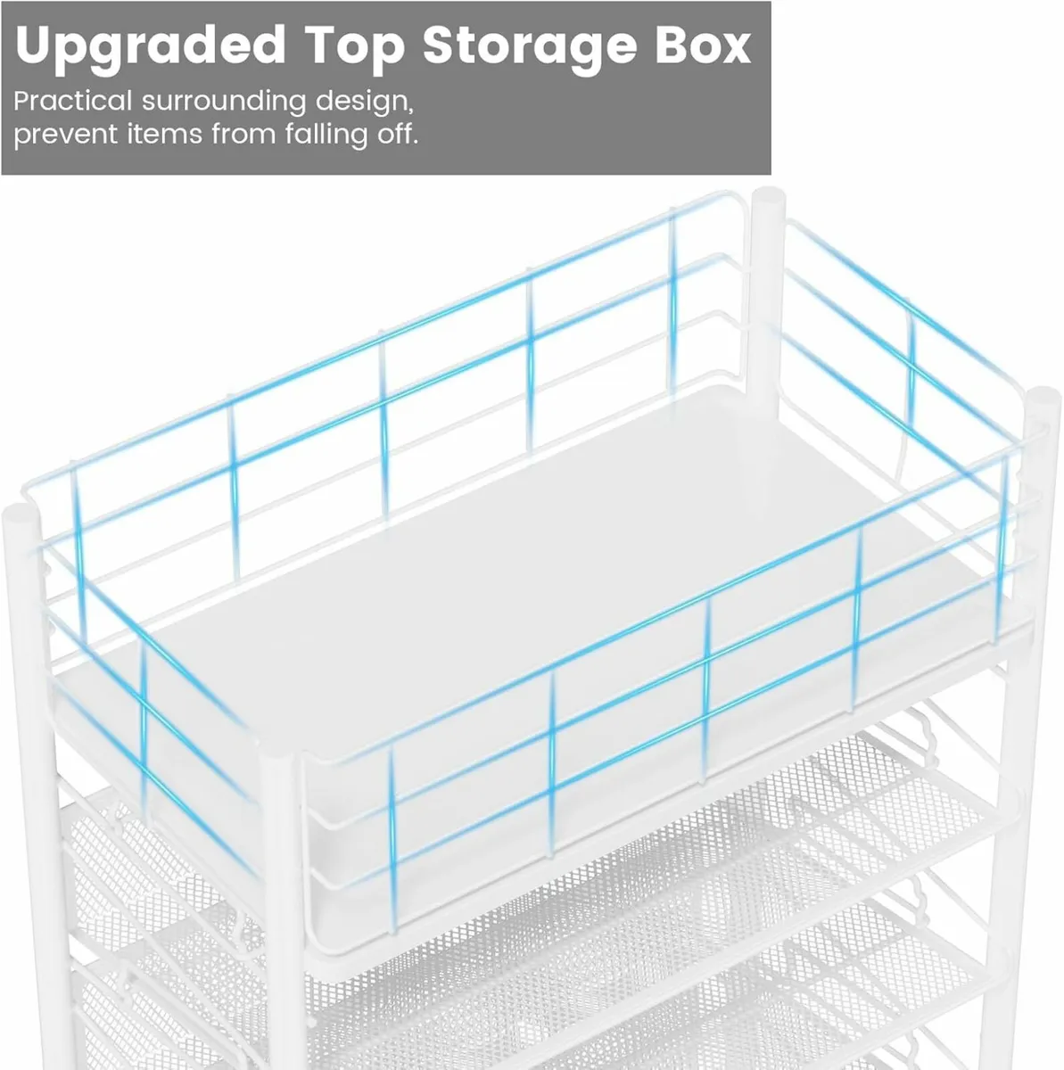 Rolling File Cart Wheels 6 Tier White Office - Image 4