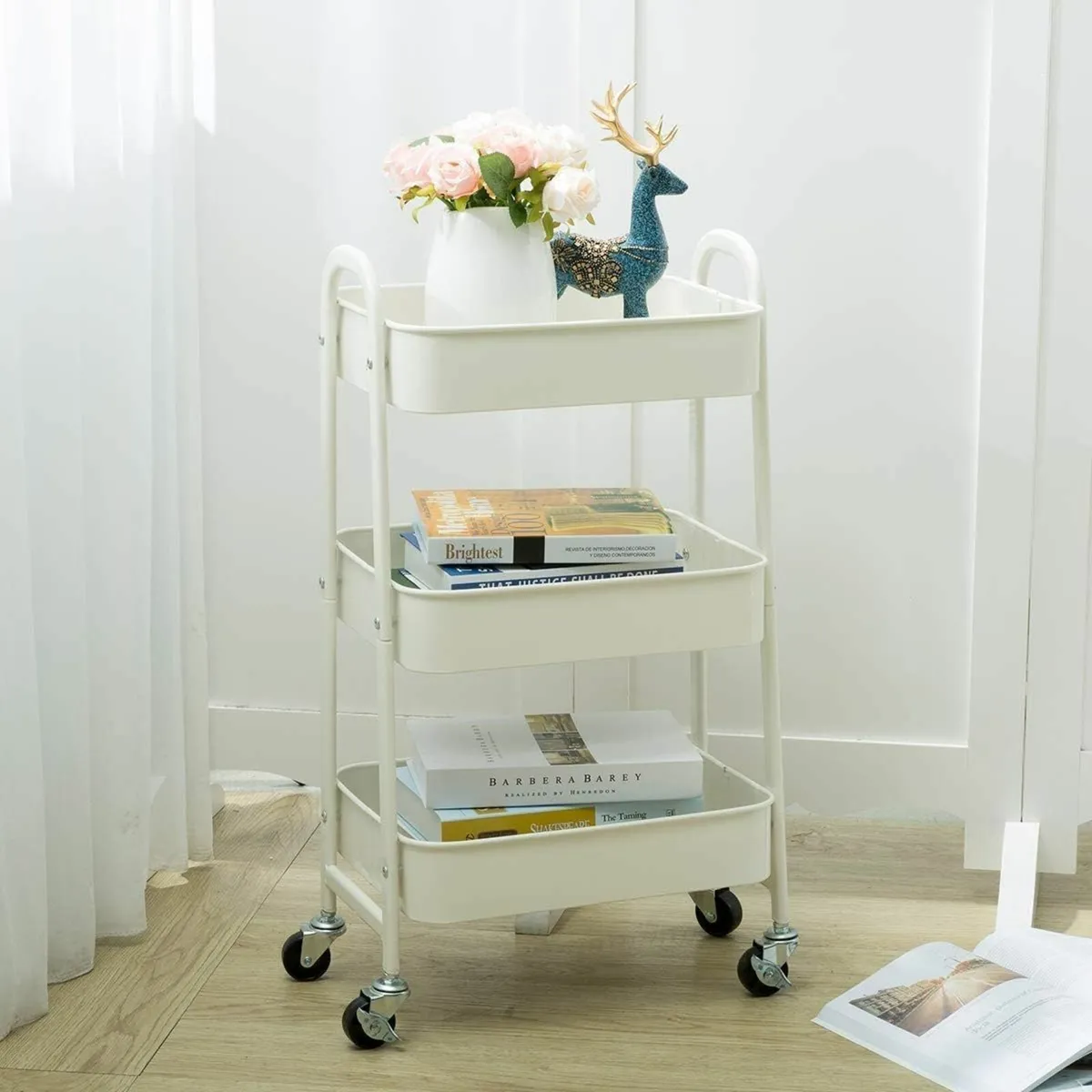 Storage Wheels Kitchen Trolley Metal 3-Tier office - Image 2