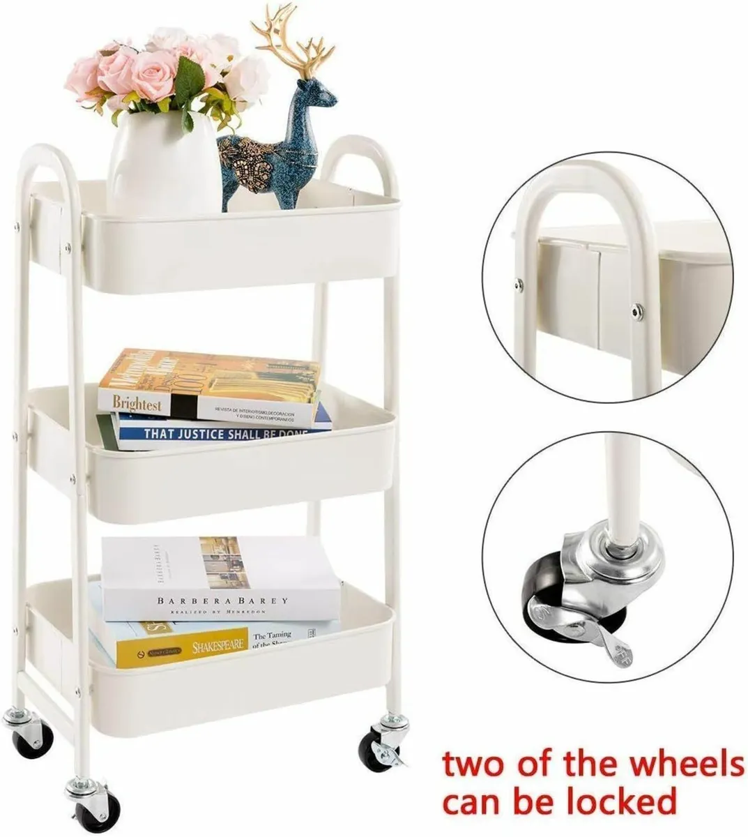 Storage Wheels Kitchen Trolley Metal 3-Tier office - Image 3