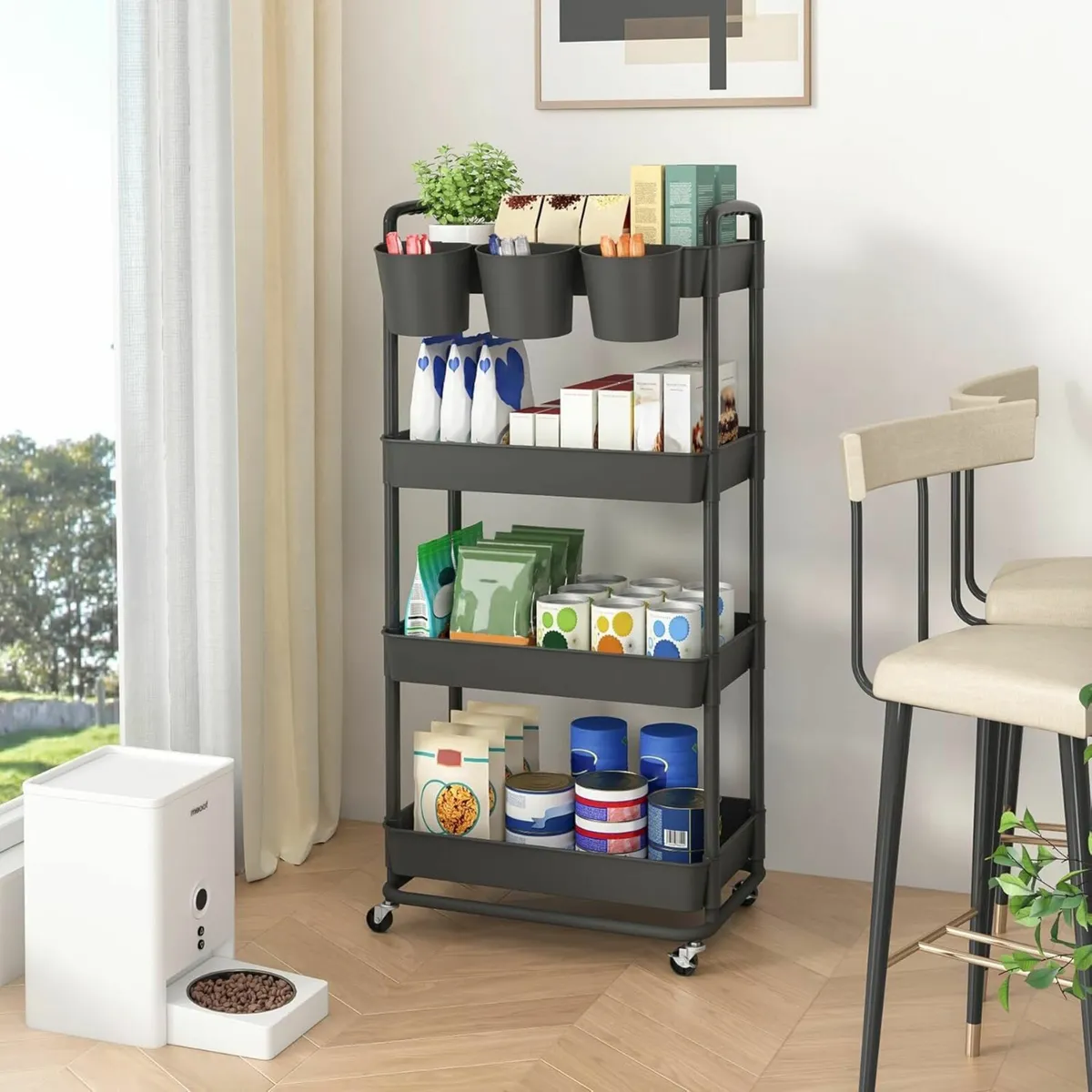 4-Tier Plastic Rolling Storage Cart Utility office - Image 1