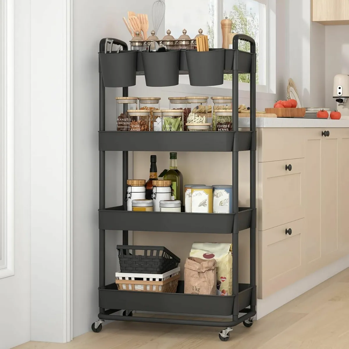 4-Tier Plastic Rolling Storage Cart Utility office - Image 2