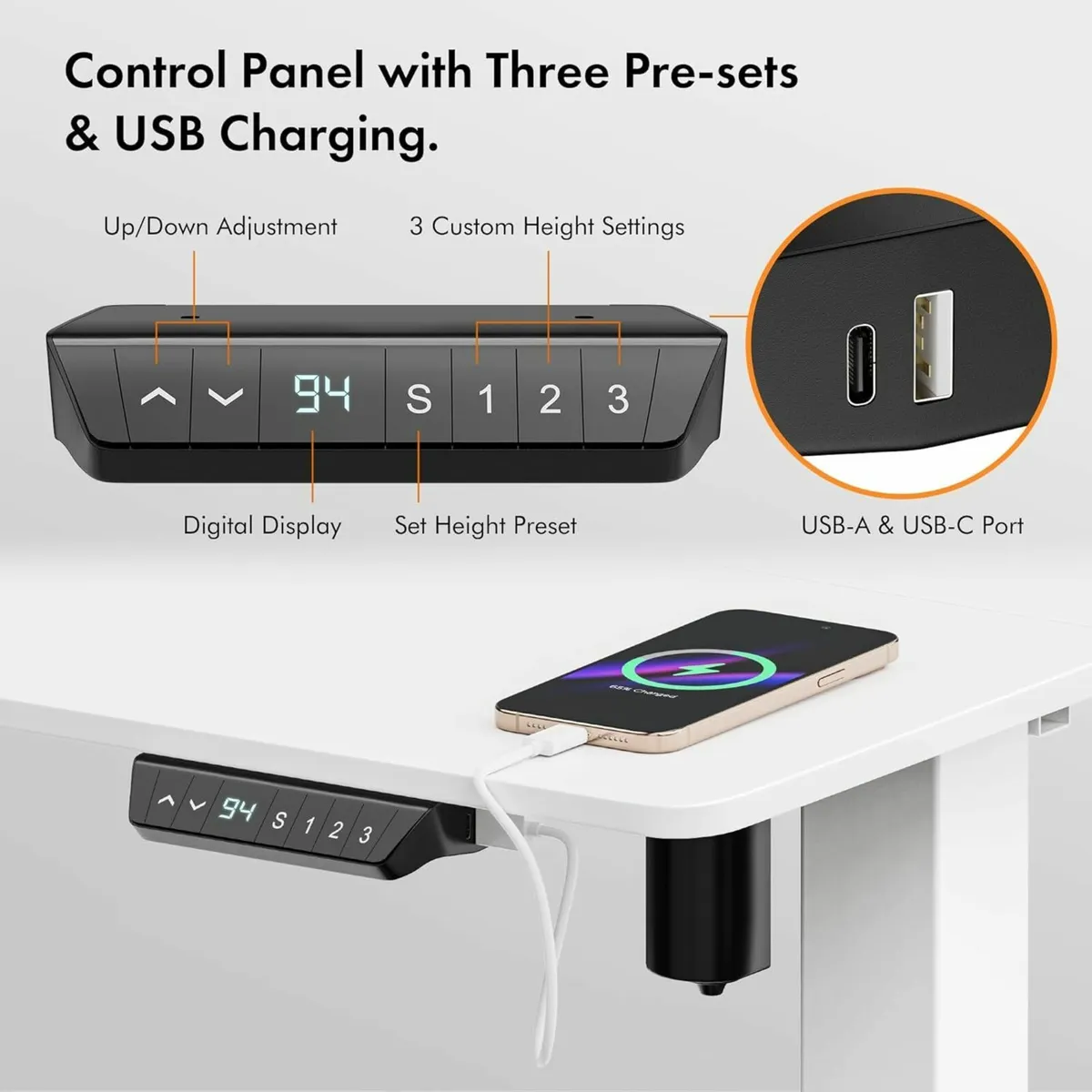 Electric Standing Desk Height Adjustable 120x60cm - Image 2