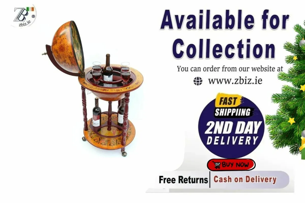 Globe Bar: 360mm, Antique, Stylish Storage - Image 1
