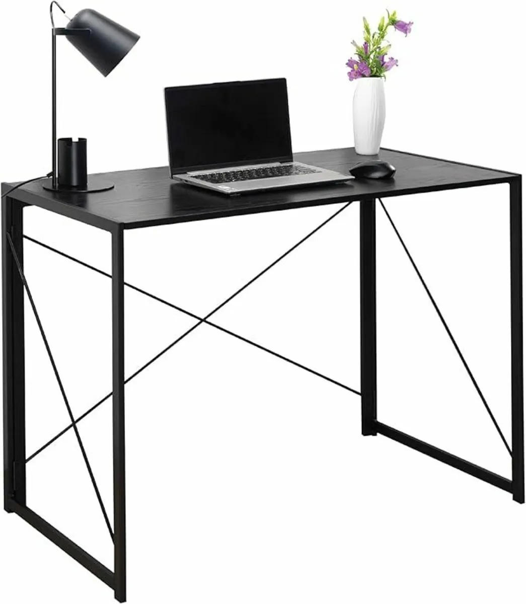 Black Folding Desk Computer Desk 100x50x75cm - Image 1