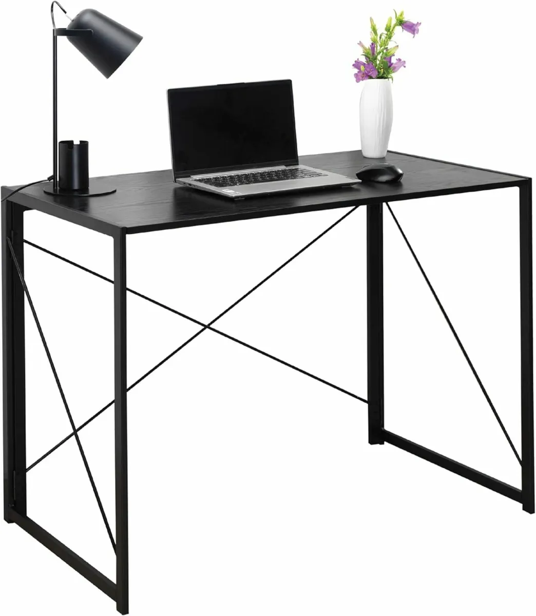Black Folding Desk Computer Desk 100x50x75cm - Image 4