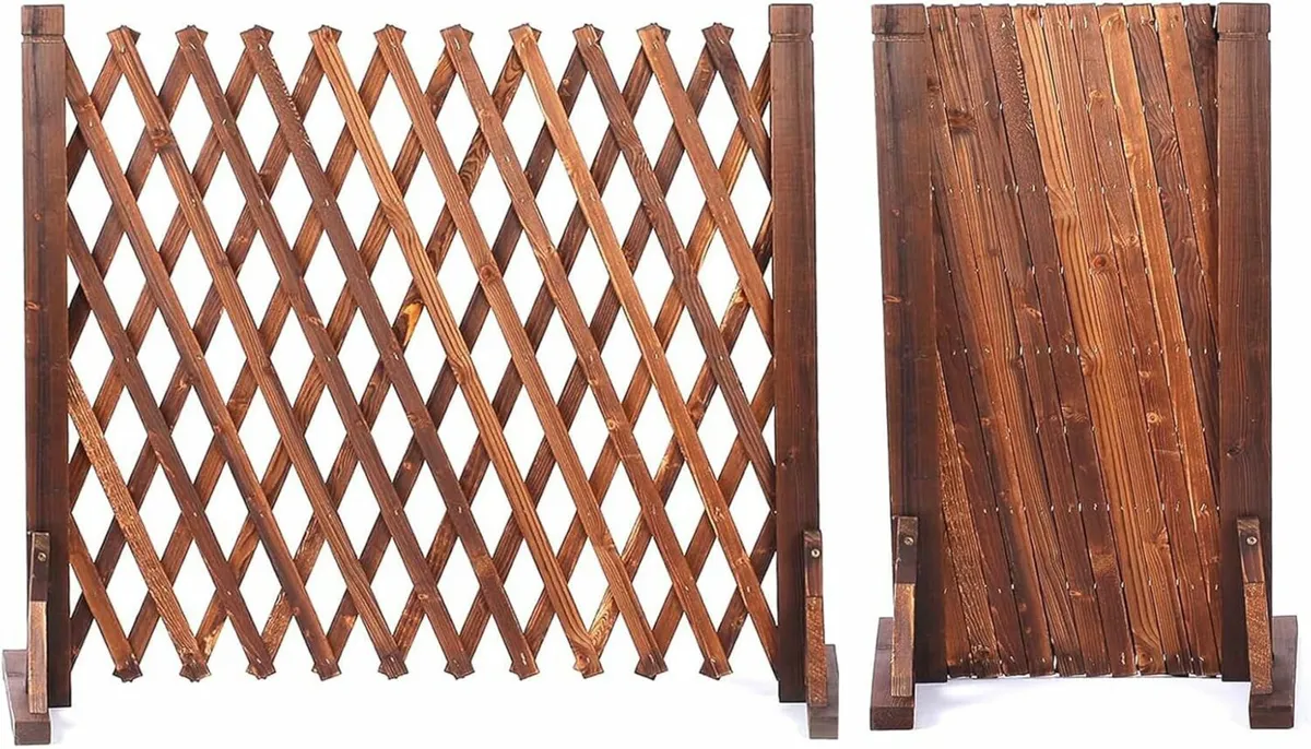 Wood Garden Fence Expanding 2 Pack 34-160cm Brown - Image 3