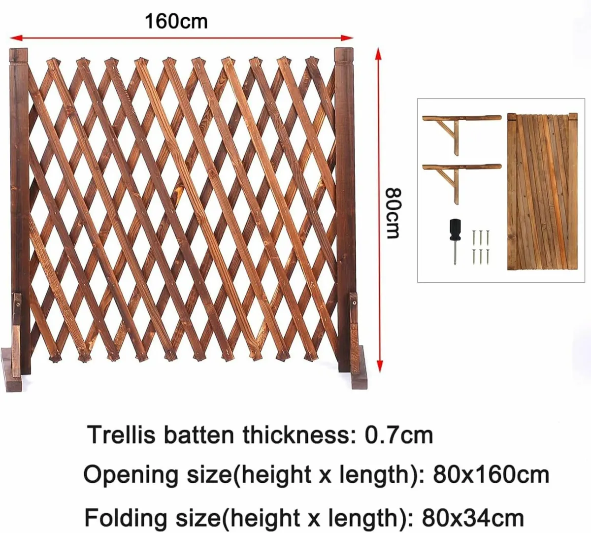 Wood Garden Fence Expanding 2 Pack 34-160cm Brown - Image 4