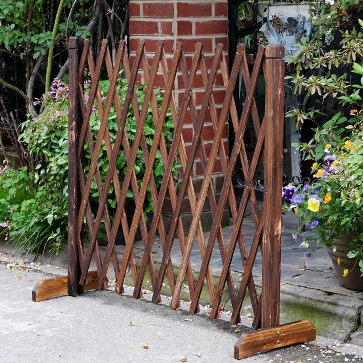 Wood Garden Fence Expanding 2 Pack 34-160cm Brown - Image 1