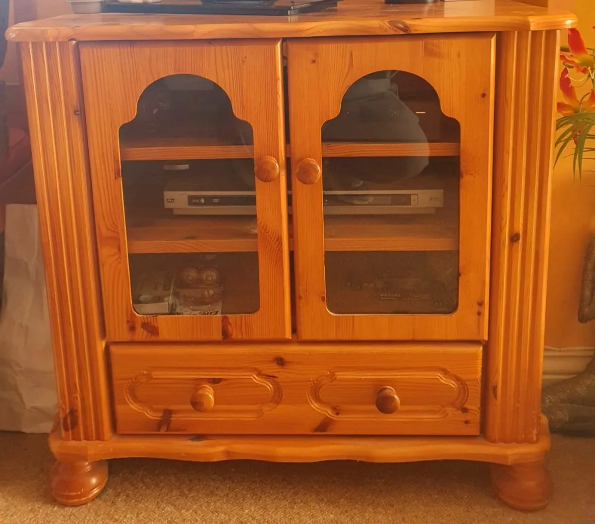 Hand crafted pine wood display cabinet