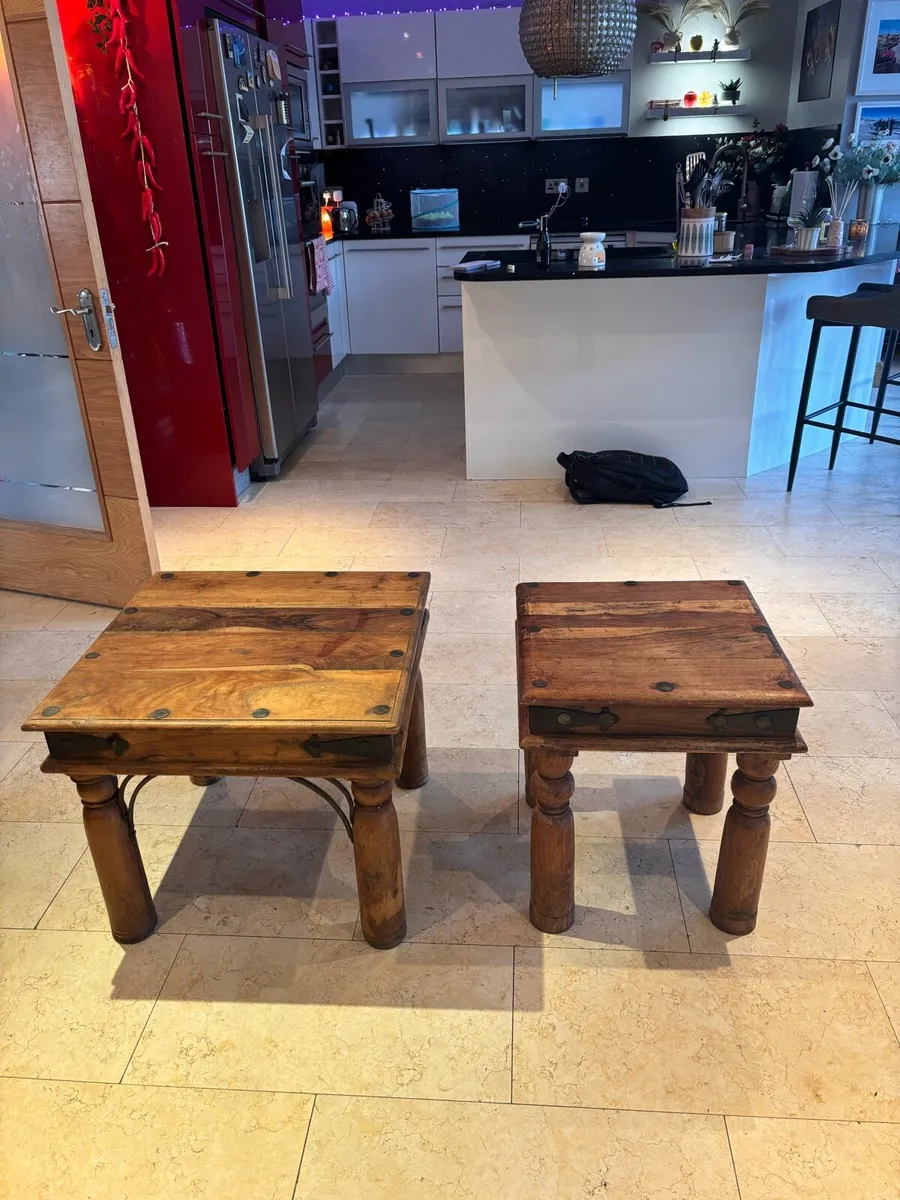 Two Shesham side tables