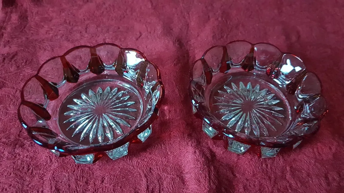 Bohemian Ruby Red Two Tone Cut Crystal Glass Dish - Image 3