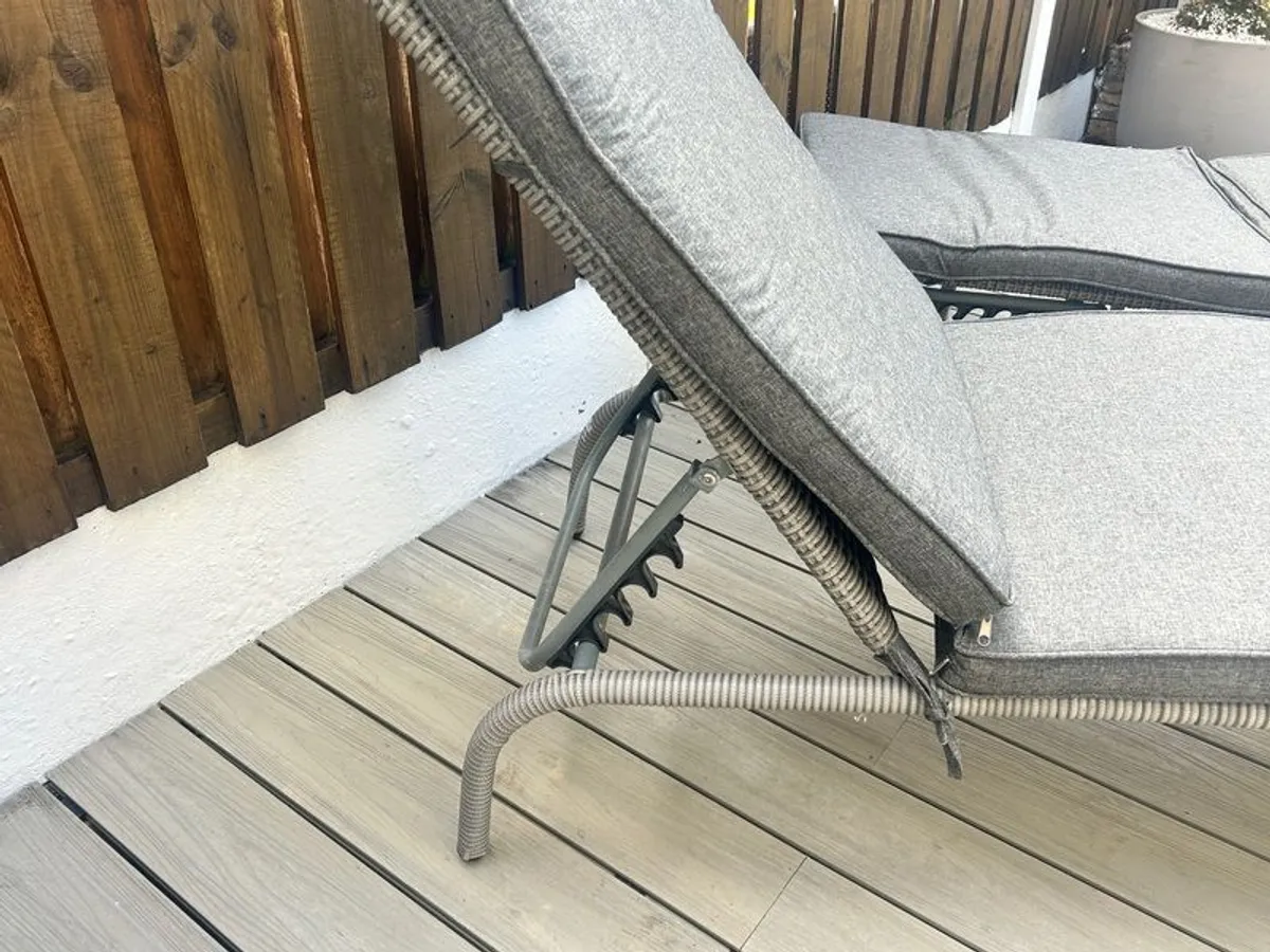 Two LG Outdoor Sun Loungers with Cushions. - Image 4