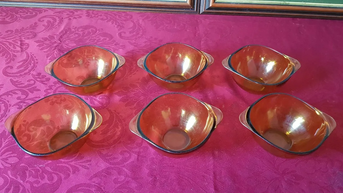 9 Piece Vereco France Amber Glass Collection - Image 4