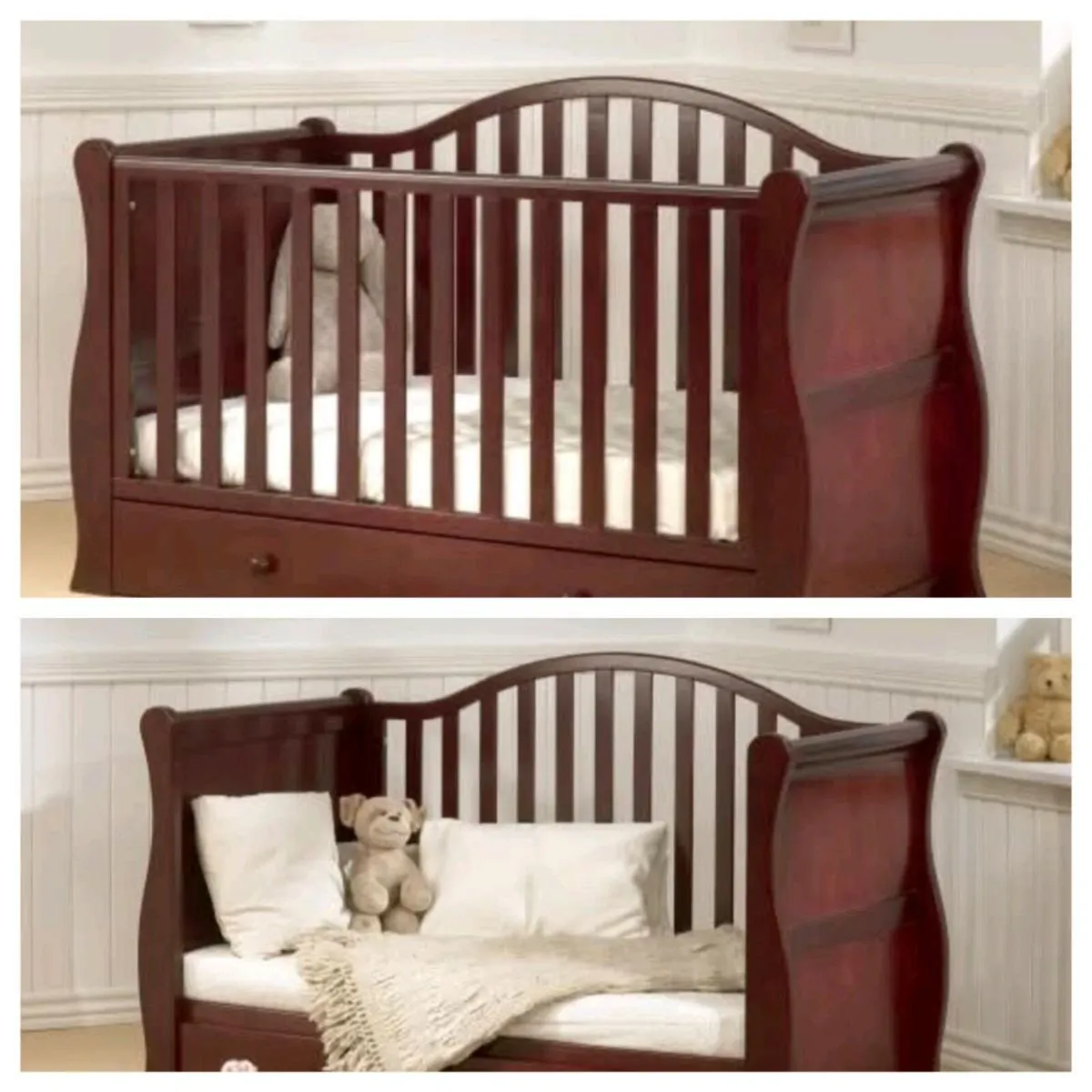 Br oslo sleigh cot bed frame 0,up to 6 years old - Image 1