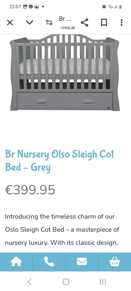 Br oslo sleigh cot bed frame 0,up to 6 years old - Image 3