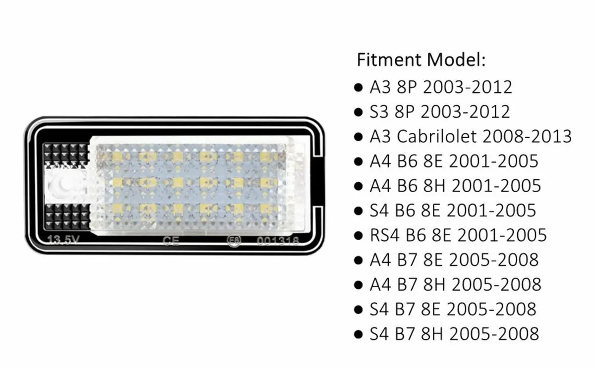 AUDI License Number Plate Light, 2PCS Rear Number - Image 2