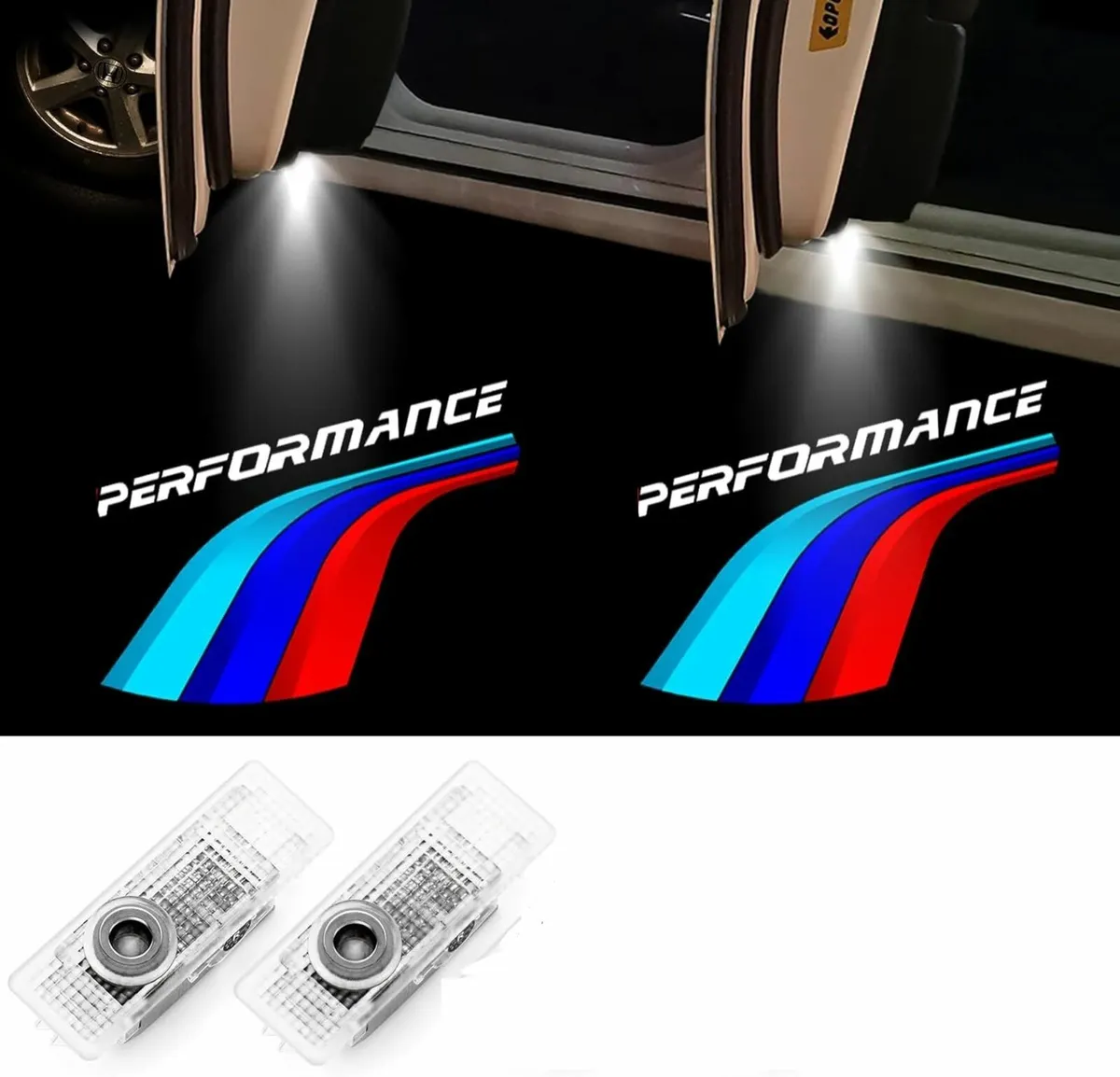 2PCS BMW PERFORMANCE Car Door Light LED Logo Proje