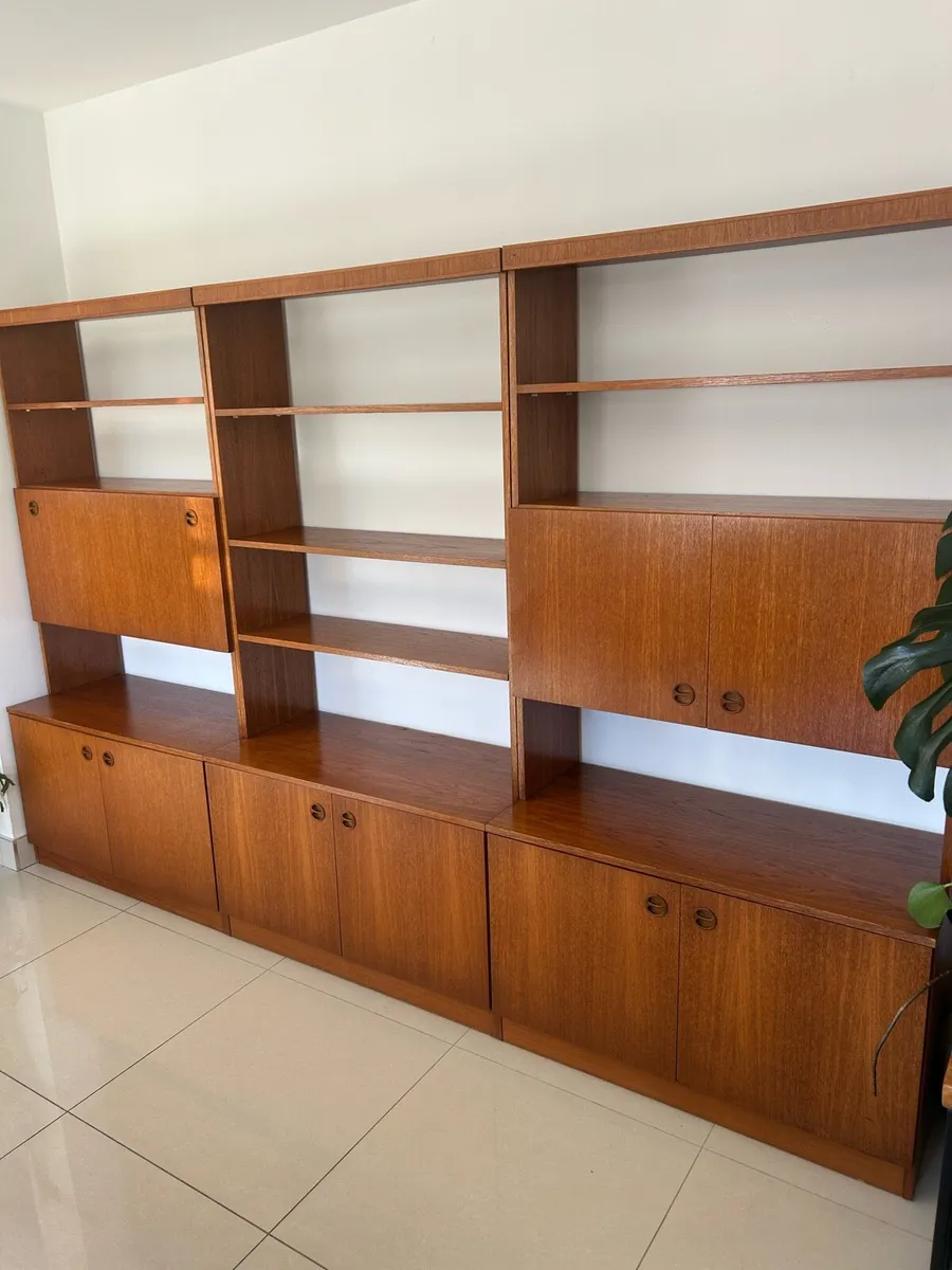 Mid century teak display cabinets x 3 - Image 2