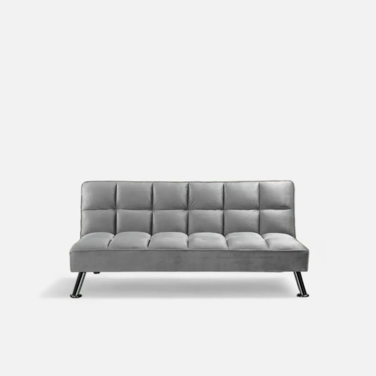 Modern 3 Seater Sofa Bed Space Saver Grey Velvet - Image 1