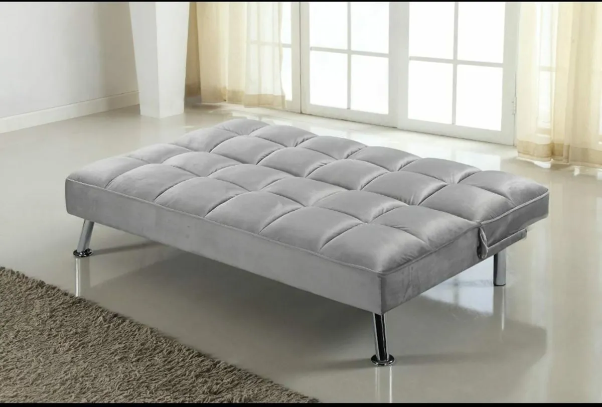 Carlux 3 Seater Folding Sofa Bed – Grey Fabric - Image 2