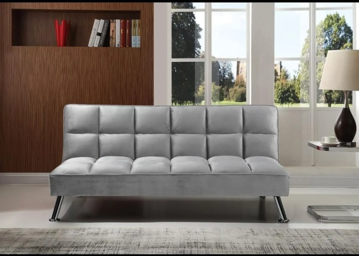 Carlux 3 Seater Folding Sofa Bed – Grey Fabric - Image 1