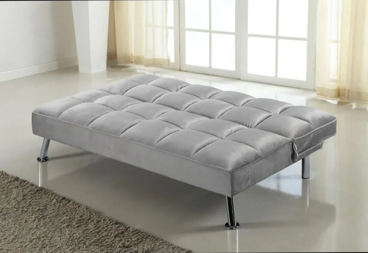 Carlux 3 Seater Folding Sofa Bed – Grey Fabric - Image 2