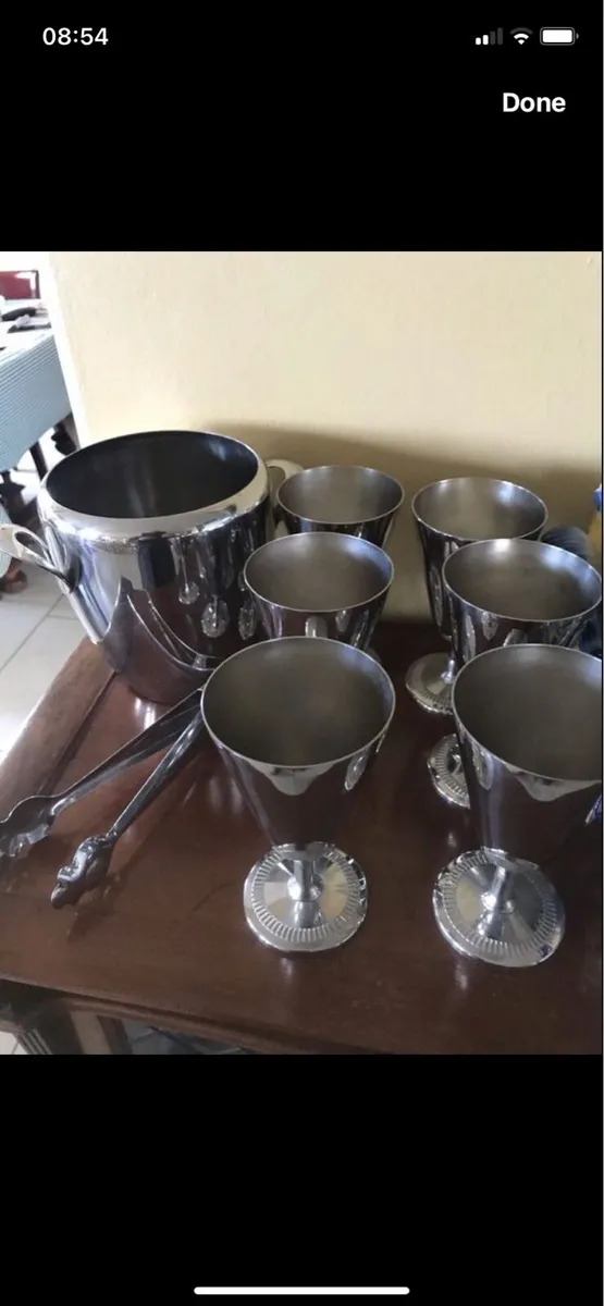 Stainless Steel Goblets and Ice Bucket Set - Image 2