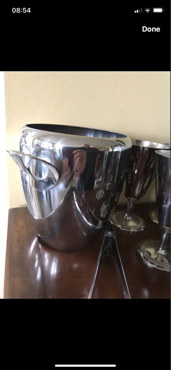 Stainless Steel Goblets and Ice Bucket Set - Image 3